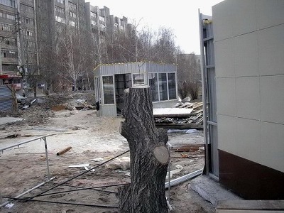 Застройка зелёных зон киосками
